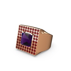 Albera Kare Yüzük - Ametist ve garnet 14 ayar rose altın yüzük #1drxa41