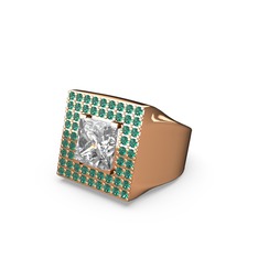 Swarovski ve yeşil kuvars 925 ayar rose altın kaplama gümüş yüzük
