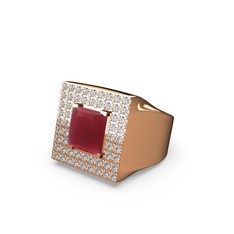 Kök yakut ve swarovski 18 ayar rose altın yüzük