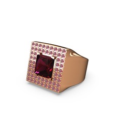Albera Kare Yüzük - Rodolit garnet ve kök yakut 18 ayar rose altın yüzük #1how2do