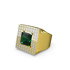 Albera Kare Yüzük - Yeşil kuvars ve pırlanta 8 ayar altın yüzük (0.84 karat) #1jnlgh3