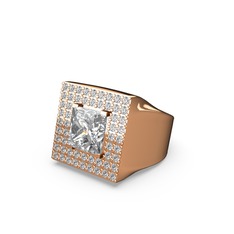 Albera Kare Yüzük - Swarovski ve pırlanta 18 ayar rose altın yüzük (0.84 karat) #1jvtgev