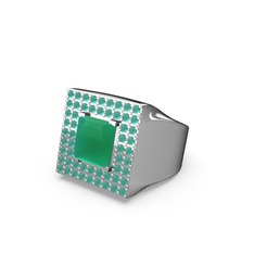 Albera Kare Yüzük - Kök zümrüt 8 ayar beyaz altın yüzük #1kklw4w