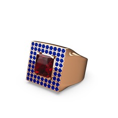 Garnet ve lab safir 14 ayar rose altın yüzük