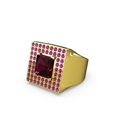 Albera Kare Yüzük - Rodolit garnet 18 ayar altın yüzük #1moov1o