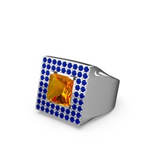 Albera Kare Yüzük - Sitrin ve lab safir 8 ayar beyaz altın yüzük #1nco5za