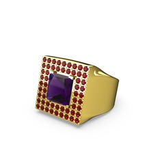 Albera Kare Yüzük - Ametist ve garnet 18 ayar altın yüzük #1ql9wra