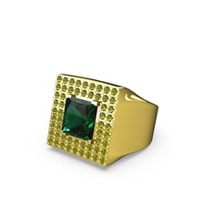 Albera Kare Yüzük - Yeşil kuvars ve peridot 8 ayar altın yüzük #1r1f88i