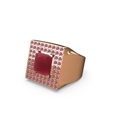 Albera Kare Yüzük - Kök yakut 8 ayar rose altın yüzük #1t3qn5r