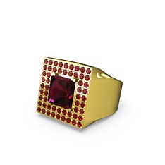 Albera Kare Yüzük - Rodolit garnet ve garnet 18 ayar altın yüzük #1vgenul