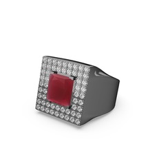 Albera Kare Yüzük - Kök yakut ve pırlanta 925 ayar siyah rodyum kaplama gümüş yüzük (0.84 karat) #1vvaq69