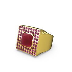 Kök yakut ve rodolit garnet 8 ayar altın yüzük