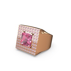 Albera Kare Yüzük - Pembe kuvars 8 ayar rose altın yüzük #1yzjqfp
