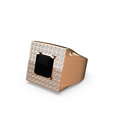 Siyah zirkon ve swarovski 14 ayar rose altın yüzük