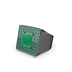 Albera Kare Yüzük - Kök zümrüt ve yeşil kuvars 925 ayar siyah rodyum kaplama gümüş yüzük #5jri4q