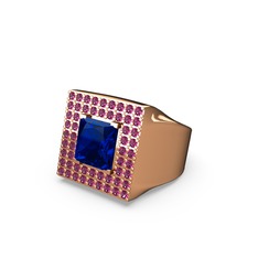 Lab safir ve rodolit garnet 925 ayar rose altın kaplama gümüş yüzük