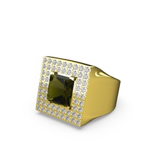 Albera Kare Yüzük - Peridot ve pırlanta 925 ayar altın kaplama gümüş yüzük (0.84 karat) #7ua6vt