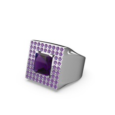 Albera Kare Yüzük - Ametist 8 ayar beyaz altın yüzük #dian21