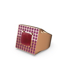 Albera Kare Yüzük - Kök yakut ve rodolit garnet 18 ayar rose altın yüzük #gcm7hl