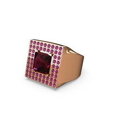 Albera Kare Yüzük - Rodolit garnet 18 ayar rose altın yüzük #h2wwe8
