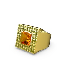 Albera Kare Yüzük - Sitrin ve peridot 925 ayar altın kaplama gümüş yüzük #hqwene