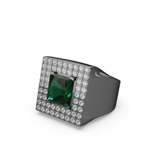 Albera Kare Yüzük - Yeşil kuvars ve swarovski 925 ayar siyah rodyum kaplama gümüş yüzük #hwgspm