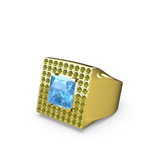 Albera Kare Yüzük - Akuamarin ve peridot 8 ayar altın yüzük #id99al
