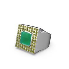 Kök zümrüt ve peridot 925 ayar gümüş yüzük