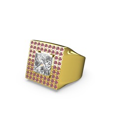 Albera Kare Yüzük - Swarovski ve kök yakut 18 ayar altın yüzük #kb7vii