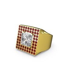 Albera Kare Yüzük - Swarovski ve garnet 18 ayar altın yüzük #lwjz6v