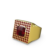 Albera Kare Yüzük - Garnet 18 ayar altın yüzük #lzrpq2