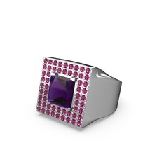 Ametist ve rodolit garnet 925 ayar gümüş yüzük