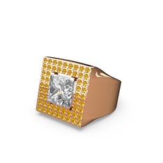 Swarovski ve sitrin 8 ayar rose altın yüzük