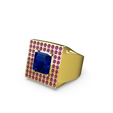 Lab safir ve rodolit garnet 14 ayar altın yüzük