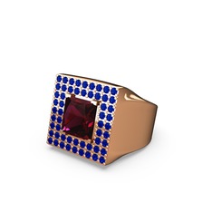 Albera Kare Yüzük - Rodolit garnet ve lab safir 18 ayar rose altın yüzük #t53na5