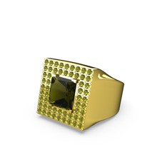 Albera Kare Yüzük - Peridot 18 ayar altın yüzük #twwhqx