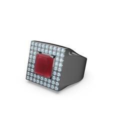 Albera Kare Yüzük - Kök yakut ve akuamarin 925 ayar siyah rodyum kaplama gümüş yüzük #tzcxbm