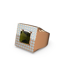 Albera Kare Yüzük - Peridot ve akuamarin 925 ayar rose altın kaplama gümüş yüzük #xxgeap