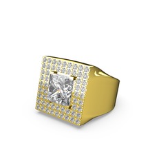 Albera Kare Yüzük - Swarovski ve pırlanta 925 ayar altın kaplama gümüş yüzük (0.84 karat) #y7ls8e