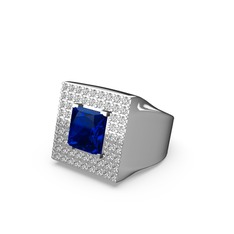 Lab safir ve swarovski 925 ayar gümüş yüzük