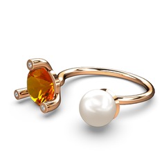 Inci, sitrin ve swarovski 18 ayar rose altın yüzük