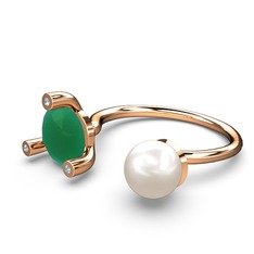 Inci, kök zümrüt ve akuamarin 8 ayar rose altın yüzük