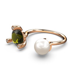 Inci, peridot ve swarovski 8 ayar rose altın yüzük