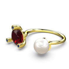 Inci, garnet ve lab safir 8 ayar altın yüzük