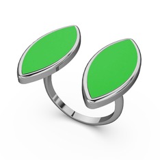 14 ayar beyaz altın yüzük (Yeşil mineli)