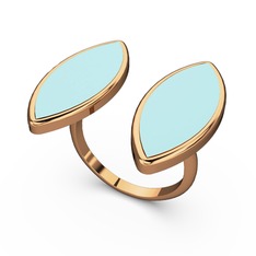 18 ayar rose altın yüzük (Pastel mavi mineli)