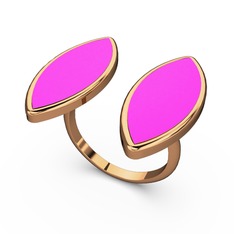 925 ayar rose altın kaplama gümüş yüzük (Neon pembe mineli)