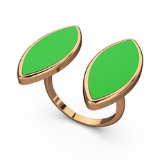 18 ayar rose altın yüzük (Yeşil mineli)
