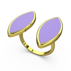 Mineli Yaprak Yüzük - 925 ayar altın kaplama gümüş yüzük (Menekşe mineli) #1t2a086