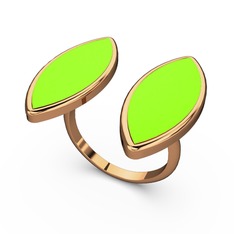 18 ayar rose altın yüzük (Neon yeşil mineli)